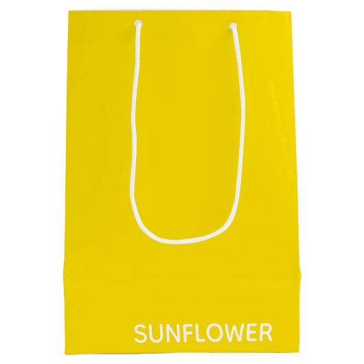 Gelbfarbener Name der Sonnenblume Mittlere Geschenktüte (Rückseite)