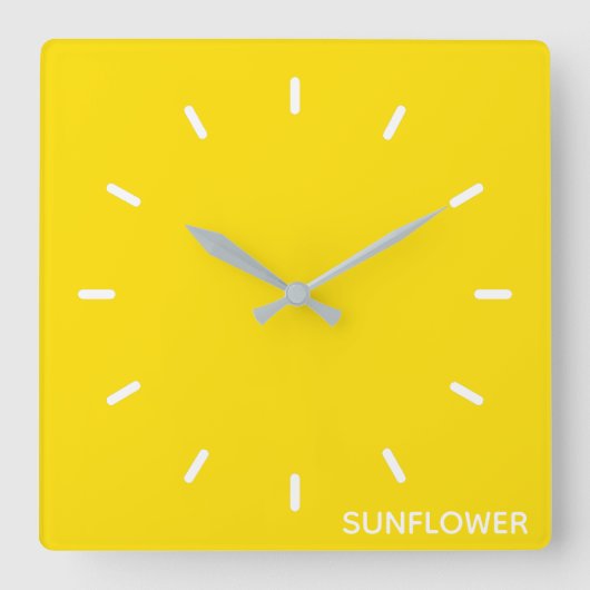 Gelbfarbener Name der Sonnenblume Quadratische Wanduhr (Vorderseite)