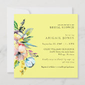 Gelbfarbenes Brautparty mit Blumenbezug Einladung (Vorderseite)