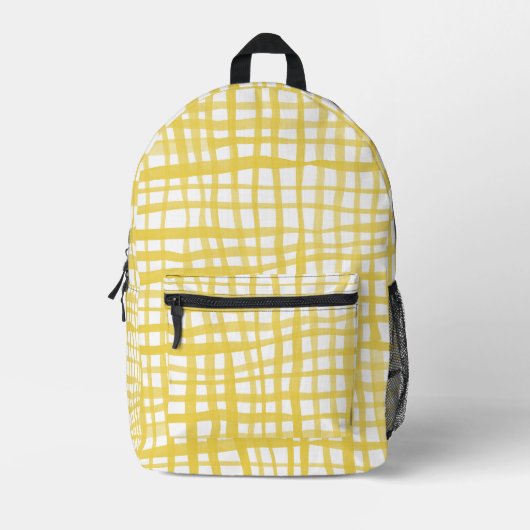 Gelbfarbenes Gingham-Muster Bedruckter Rucksack (Vorderseite)