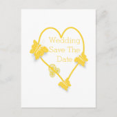 Gelbfarbenes Schmetterlingsherz Save the Date Postkarte (Vorderseite)