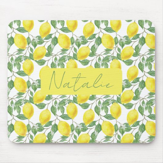 Gelbfarbenes Zitronenmuster, Maus-Pad Mousepad (Vorne)