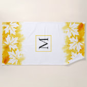 Gelbfärbung des Ahornblattes, monogramm Strandtuch (Vorderseite)
