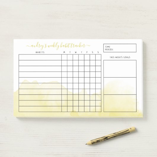 Gelbfärbung Wash Weekly Habit Tracker Post-it Klebezettel (Auf Schreibtisch)