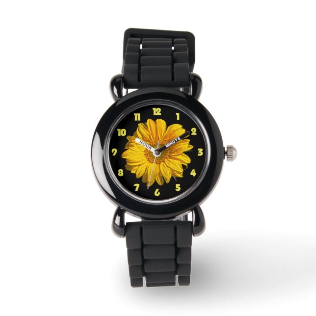 Gelbfettzahl der Sonnenblumen Armbanduhr (Vorderseite)