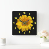 Gelbfettzahl der Sonnenblumen Quadratische Wanduhr (Zuhause)