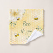 Gelbflorale Wabenwürfel Badhandtuch Set (Waschlappen)