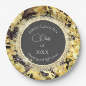 Gelbflorenglitterie Abschluss Personalisiert Pappteller (Vorderseite)