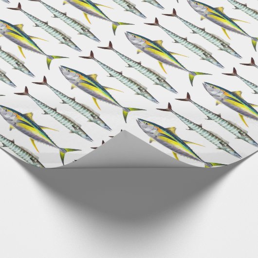Gelbflossen- und Weißfisch Geschenkpapier (Ecke)