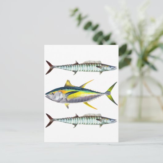 Gelbflossen- und Weißfisch Postkarte (Stehend Vorderseite)