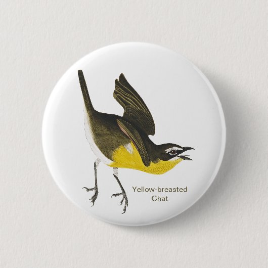 Gelbgebratener Chat, Audubon, Birdwatcher Warbler Button (Vorderseite)