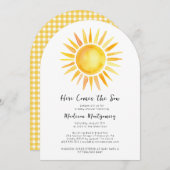 Gelbgelb hier kommt die Son Baby Dusche Einladung (Vorne/Hinten)