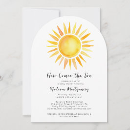 Gelbgelb hier kommt die Son Baby Dusche Einladung