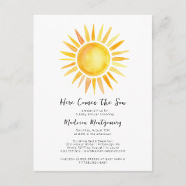 Gelbgelb hier kommt die Son Baby Dusche Postkarte