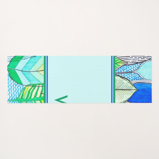 Gelbgelb Niedlich Modernes Boho Monogramm Yogamatte (Rückseite (Horizontal))