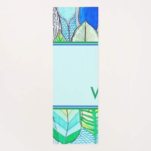 Gelbgelb Niedlich Modernes Boho Monogramm Yogamatte (Rückseite)