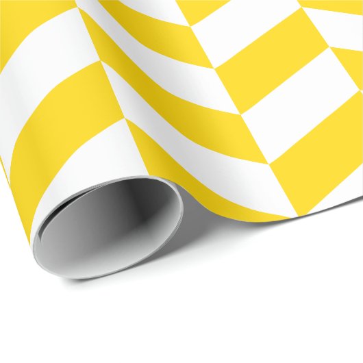 Gelbgelb und weiß Extra große Herringbone Geschenkpapier (Rolleneckpunkt)