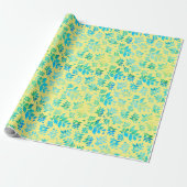 Gelbgelbe, blaue grüne Wasserfarbe Geschenkpapier (Ungerollt)