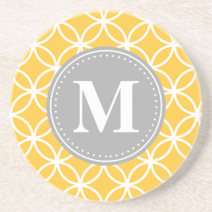 Gelbgelbe geometrische Zirkel der Sonnenblume Grau Untersetzer