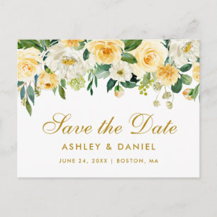 Gelbgelbe goldgelbe Blüte Save the Date Ankündigungspostkarte