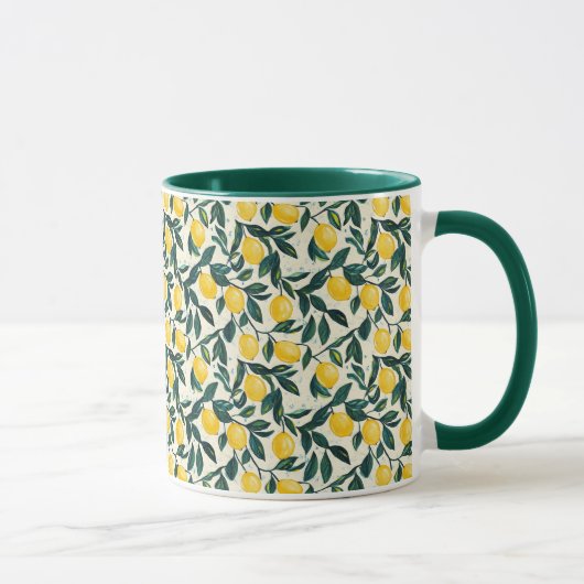 Gelbgelbe Lemon Gemustert Tasse (Rechts)