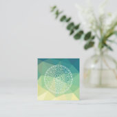 Gelbgelbe Mandala Inspiration Harmonie Blume Quadratische Visitenkarte (Stehend Vorderseite)