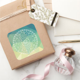 Gelbgelbe Mandala Inspiration Harmonie Blume Quadratischer Aufkleber