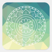 Gelbgelbe Mandala Inspiration Harmonie Blume Quadratischer Aufkleber (Vorderseite)
