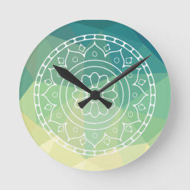 Gelbgelbe Mandala Inspiration Harmonie Blume Runde Wanduhr