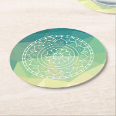 Gelbgelbe Mandala Inspiration Harmonie Blume Runder Pappuntersetzer (Angewinkelt)