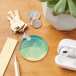 Gelbgelbe Mandala Inspiration Harmonie Blume Schlüsselanhänger