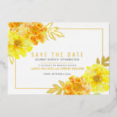 Gelbgelbe Marigold Wasserfarbe Save the Date Folieneinladung (Vorderseite)