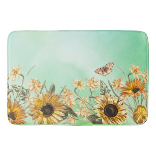Gelbgelbe Ombre Aquarellblau Sonnenblume Badematte