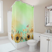 Gelbgelbe Ombre Aquarellblau Sonnenblume Duschvorhang (Beispiel)