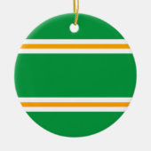 Gelbgelbe Streifen mit festlich hellgrünen, weißen Keramik Ornament (Vorne)