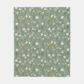 Gelbgelbe Wildblumen von Sage Green Boho Fleecedecke (Vorderseite)