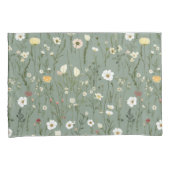Gelbgelbe Wildblumen von Sage Green Boho Kissenbezug (Vorderseite-Rechts)