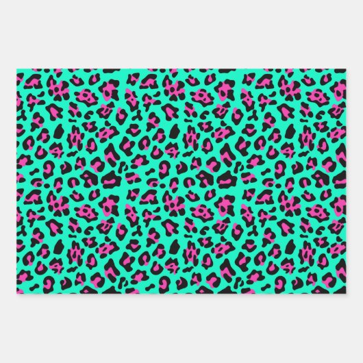 Gelbgelber Aquamariner Leopard Geschenkpapier Set (Vorderseite 3)