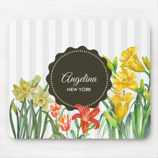 Gelbgelber Papagei-Tulpen Mousepad (Vorne)