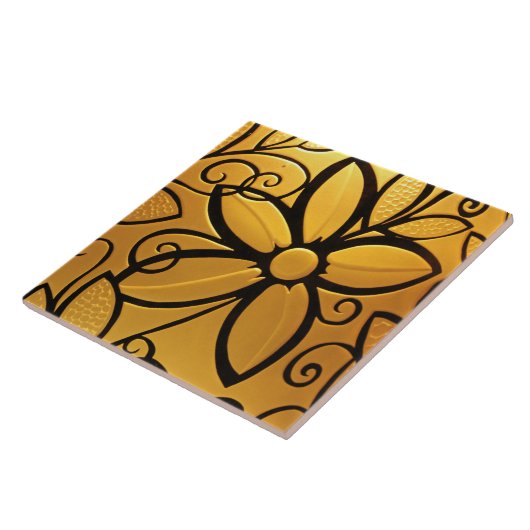 Gelbgelbes Blumendesign Fliese (Seite)