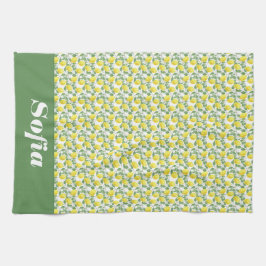 Gelbgelbes Muster individuelle Name weiß Geschirrtuch