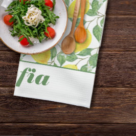 Gelbgelbes Muster individuelle Name weiß Geschirrtuch