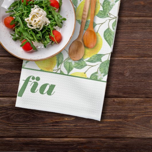 Gelbgelbes Muster individuelle Name weiß Geschirrtuch