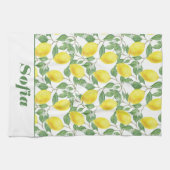 Gelbgelbes Muster individuelle Name weiß Geschirrtuch (Horizontal)