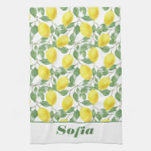 Gelbgelbes Muster individuelle Name weiß Geschirrtuch (Vertikal)