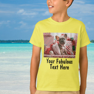 Gelbgelbes Personalisiertes Foto und Text T-Shirt