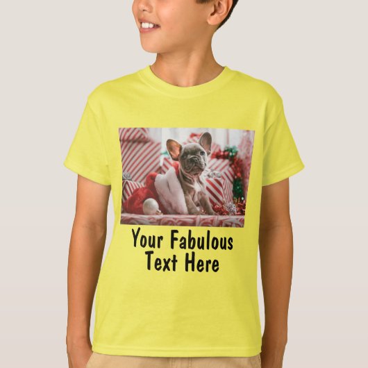 Gelbgelbes Personalisiertes Foto und Text T-Shirt (Vorderseite)