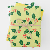 Gelbgelbes, weißes Mistletogramm Geschenkpapier Set (Beispiel)