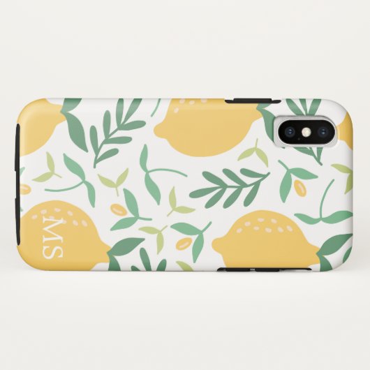 Gelbgelbes Zitronenmuster Case-Mate iPhone Hülle (Rückseite (Horizontal))