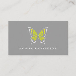 Gelbgestrichene Schmetterlingslogos auf Grau Visitenkarte
